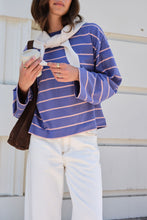Load image into Gallery viewer, Beau Long Sleeve Slouchy Tee - Washed Navy/Pink Clay