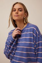 Load image into Gallery viewer, Beau Long Sleeve Slouchy Tee - Washed Navy/Pink Clay
