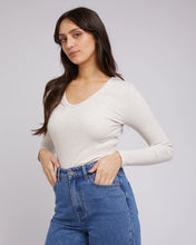 Load image into Gallery viewer, Eve Rib V Neck long Sleeve Top - Oat
