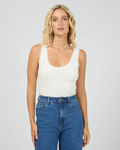Load image into Gallery viewer, Washed Rib Lace Tank - White