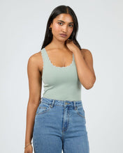 Load image into Gallery viewer, Washed Rib Lace tank - Sage