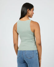 Load image into Gallery viewer, Washed Rib Lace tank - Sage