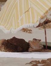Load image into Gallery viewer, BUSINESS & PLEASURE PREMIUM BEACH UMBRELLA-VINTAGE YELLOW STRIPE - Bohemian Sundays, Business and Pleasure Co., Buy Boho Bohemian Clothing Online Australia, Kivari, Arnhem, Rowie, Will and Be
