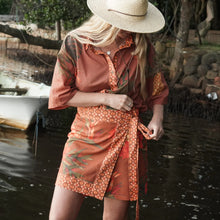 Load image into Gallery viewer, Cuban Tropical Wrap skirt - Coffee
