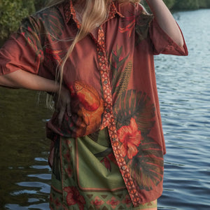 Cuban Tropical Shirt - Coffee