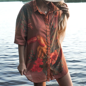 Cuban Tropical Shirt - Coffee