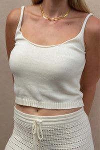 Cotton knitted singlet cream Top
