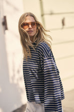 Load image into Gallery viewer, Beau Long Sleeve Slouchy Tee - heritage navy/marshmallow stripe
