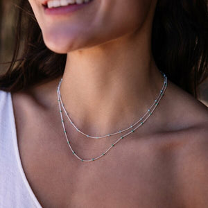 Layer Me Necklace - Silver with Paradise Blue