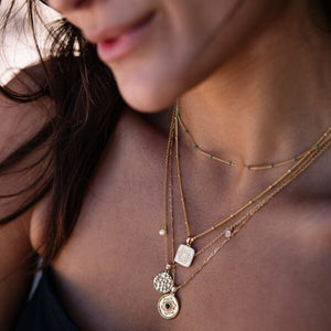 Layer Me Necklace - Gold with Paradise Blue