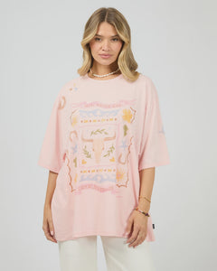 Aloha Howdy Oversized Tee - Pale Pink