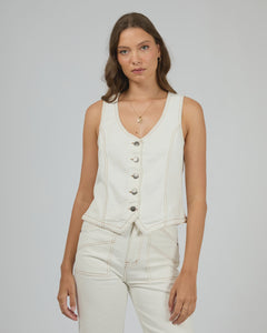 Korin Denim Vest - vintage white