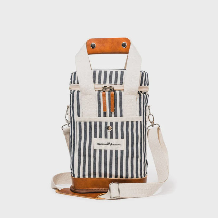 The Wine Cooler Tote Bag - Laurens Navy Stripe