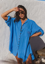 Load image into Gallery viewer, Palm Shirt Dress - Ocean

