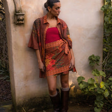 Load image into Gallery viewer, Cuban Tropical Wrap skirt - Coffee
