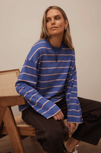 Load image into Gallery viewer, Beau Long Sleeve Slouchy Tee - Washed Navy/Pink Clay
