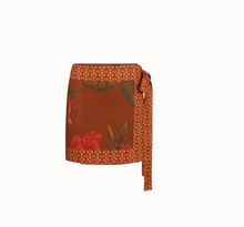 Load image into Gallery viewer, Cuban Tropical Wrap skirt - Coffee

