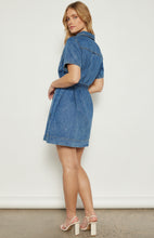 Load image into Gallery viewer, Dani - Button Up Denim Mini Dress with Stitched Detail Belt

