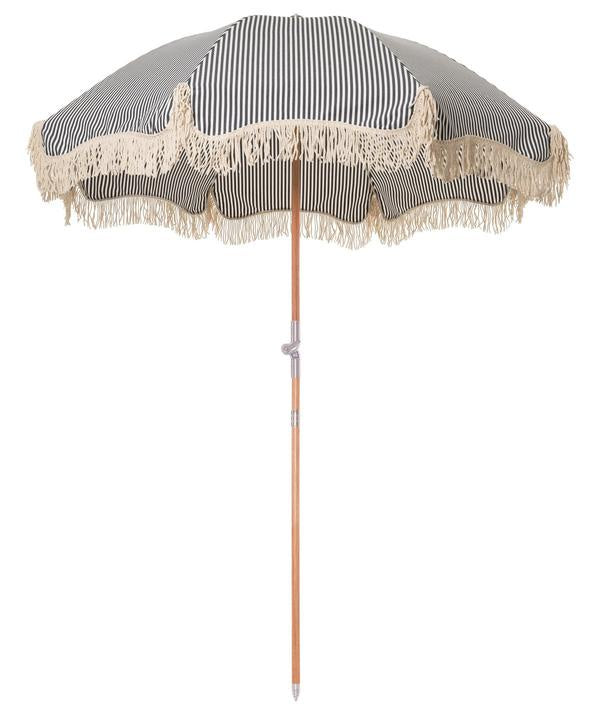 BUSINESS & PLEASURE PREMIUM BEACH UMBRELLA-LAURENS NAVY STRIPE - Bohemian Sundays, Business and Pleasure Co., Buy Boho Bohemian Clothing Online Australia, Kivari, Arnhem, Rowie, Will and Bear