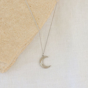Crescent Moon Necklace in Silver