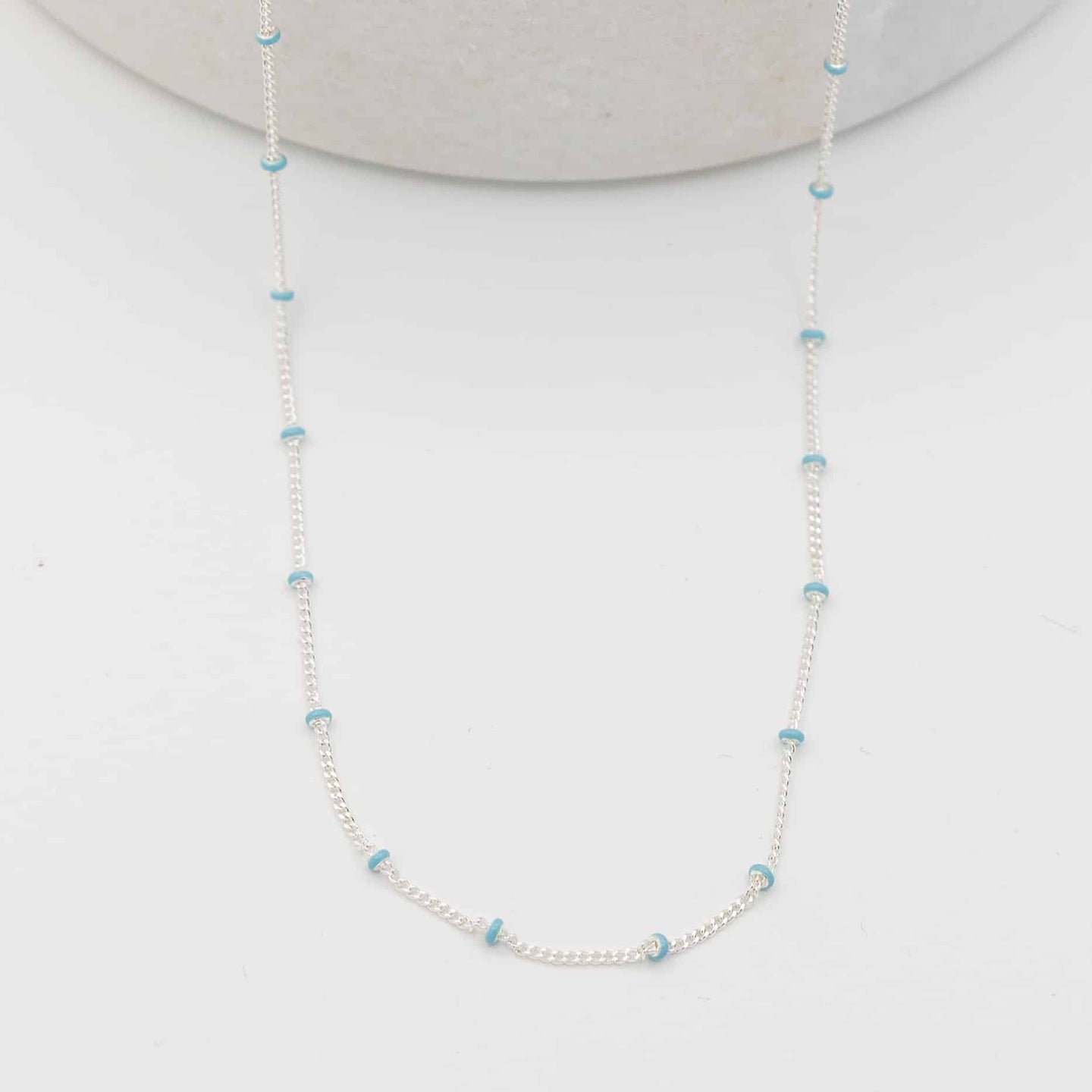 Layer Me Necklace - Silver with Paradise Blue